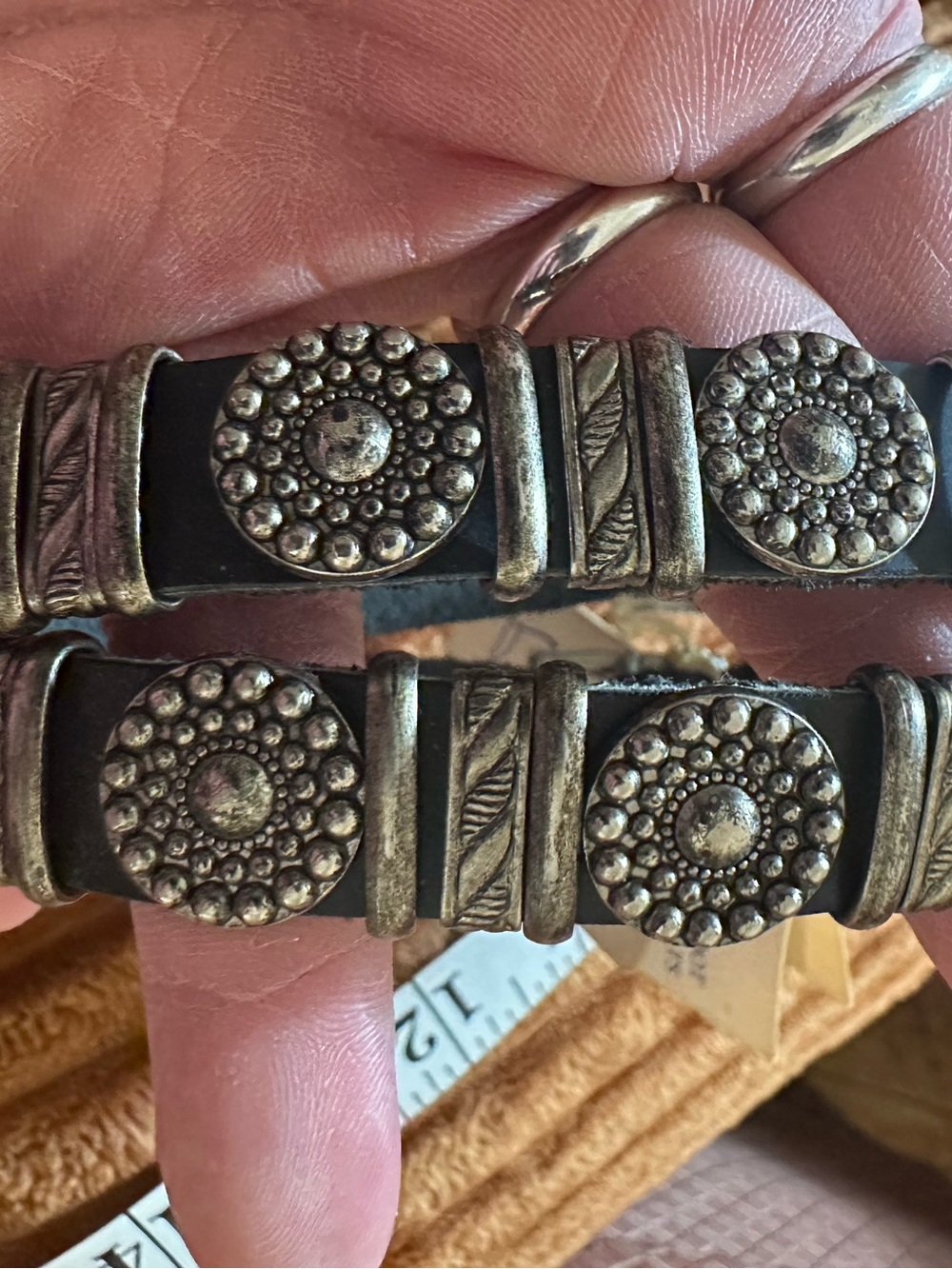 Vintage Davco Ornaments Boot Belts Set of 2 Black Leather Silver NOS New Tags